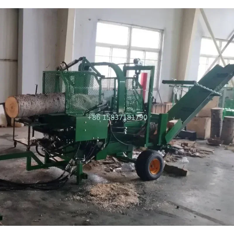 35 Ton Fire Wood Chipper Splitter Full Hydraulic Firewood Splitter Saw Operate All Accessories E-start EPA Approved Wood Chipper