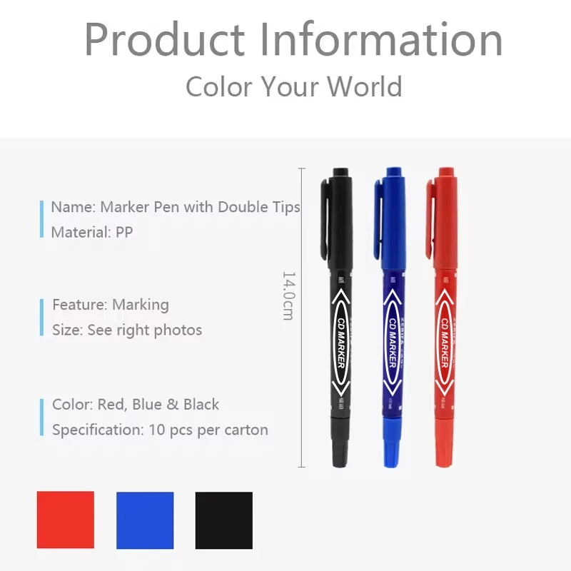 10pcs Dual-Tip Black Tattoo Skin Marker Piercing Art Marking Pen Tattoo Supply For Permanent Makeup Life Office Supplies