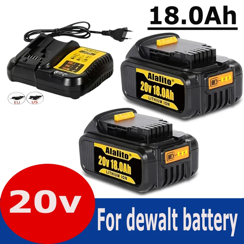 

20V 18000mAh DCB200 Replaceable Li-ion Battery Compatible for Dewalt 18V MAX Power Tools 18650 Lithium Batteries with charger