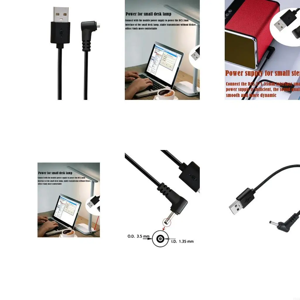 193A 25cm USB to DC5V Power Cable with 3.5x1.35mm Connector Fast Speed Charging Cord for Auditory Devices