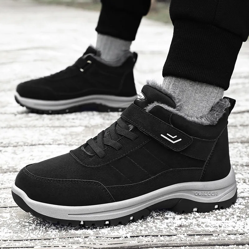 

Snow Boots for Men Casual Winter Shoes Platform Non-slip Keep Warm Fur Ankle Boots Plush Combat Outdoor Hiking Motorcycle Boots