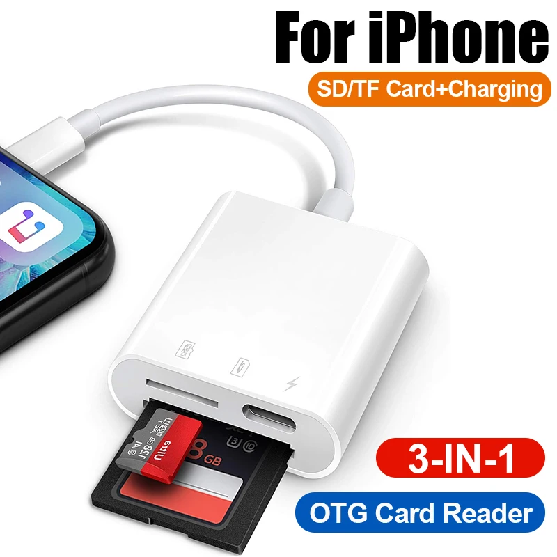 For Apple iPhone Memory Card Adapter Lightning to SD Card Reader with Charging Ports Camera Viewer For iPhone iPad Flash Drive