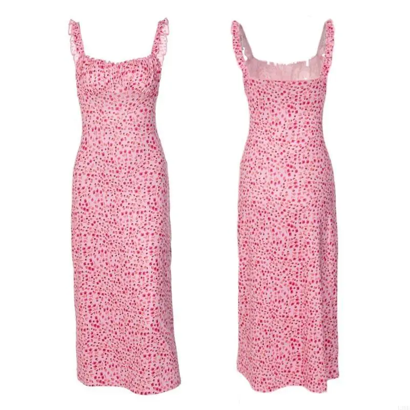 l38e-sleeveless-women-midi-dress-boho-ruched-chest-pink-floral-beach-party-sundress