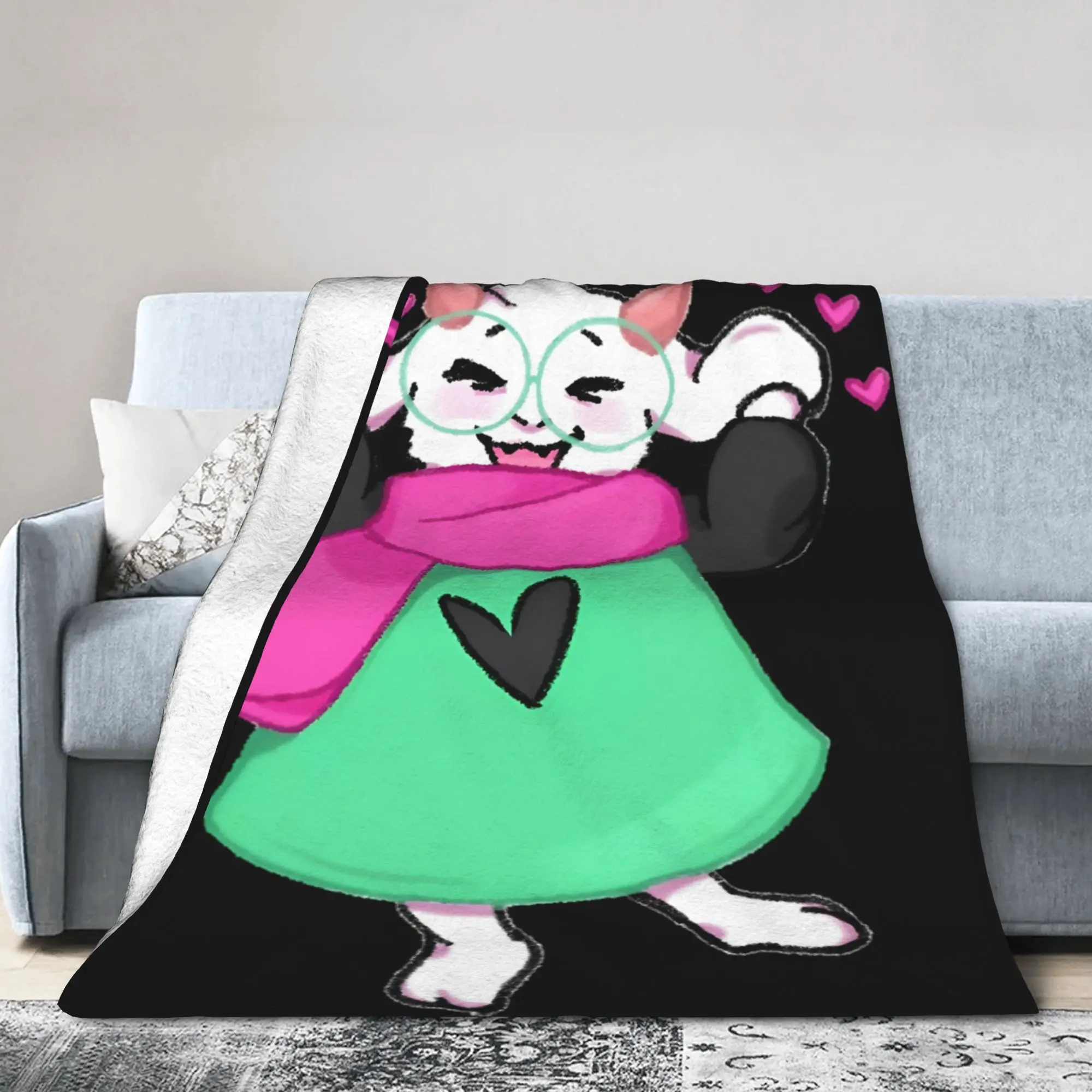 Ralsei Deltarune Super Warm Blankets  Picnic Plush Throw Blanket Pattern Bedroom Flannel Bedspread Sofa Bed Cover
