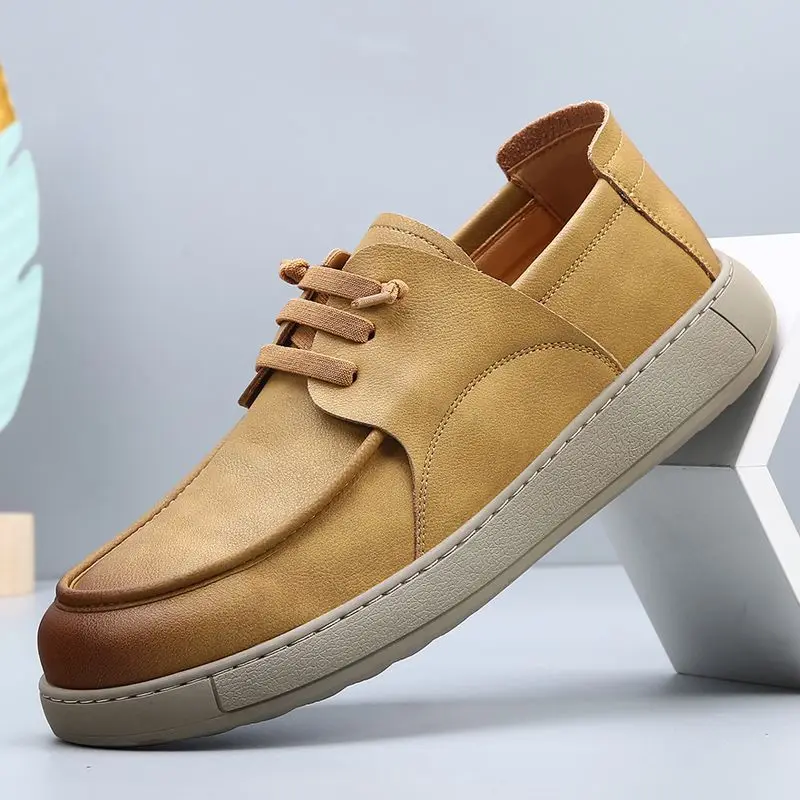 Herfst en winter nieuwe heren ademende trend veelzijdige Britse stijl casual lederen platform retro loafers schoenen