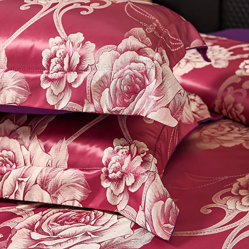 European style silk, satin, satin, jacquard four piece set, wedding bedding, group buying gifts, duvet covers, promotion, bulk d