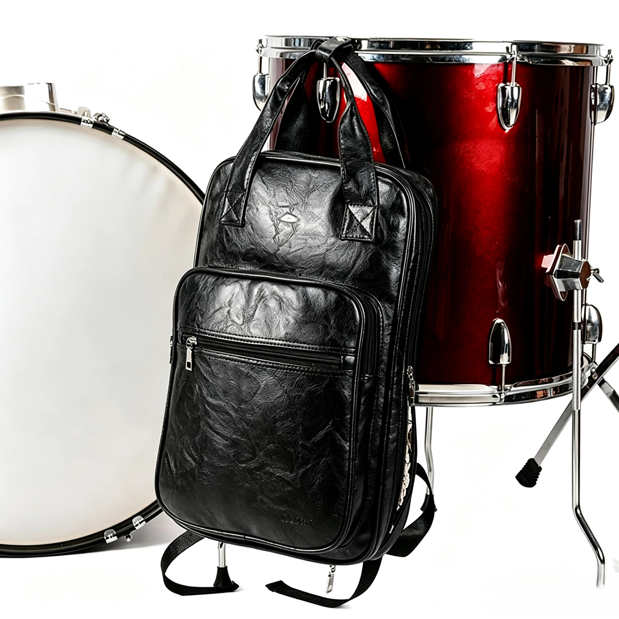 PU Leather Drum Stick Drumsticks Bag Carrying Case Parts Accessory Drum Stick Gig Bag Handbag Backpack Music Score Book Bag