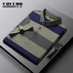 New Summer Men Classic Striped Polo Mens Cotton Short-Sleeved Embroidered Business Casual Hot Polo Shirt Male Dropshipping
