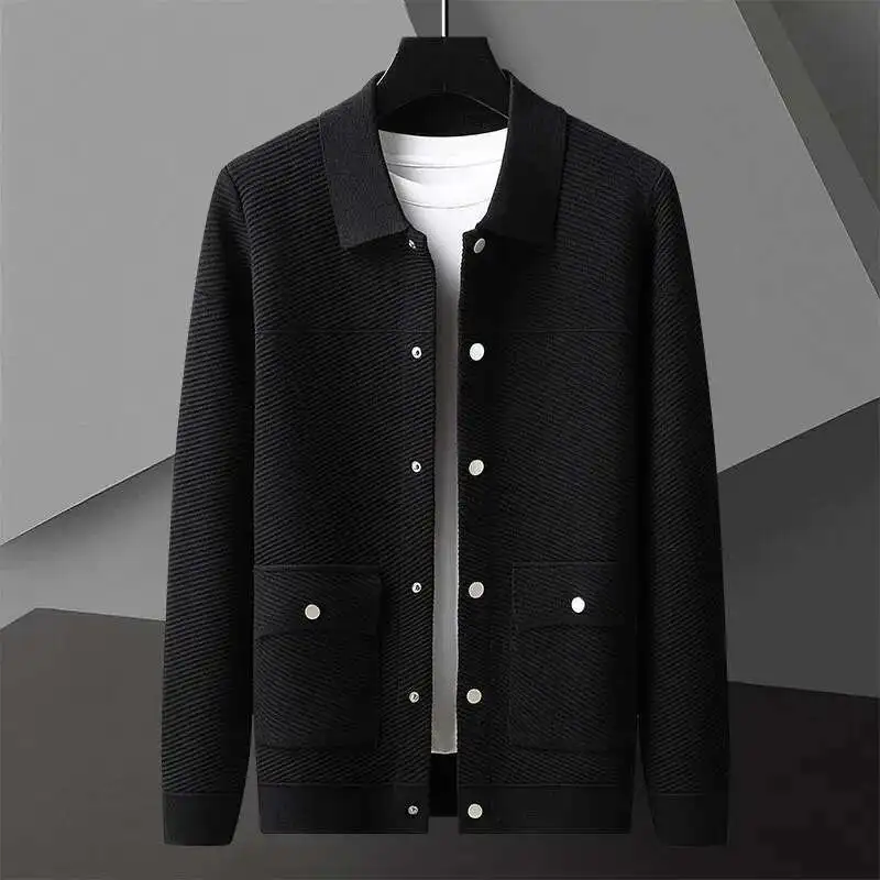 Fall Solid Color Knitting Cardigan Man Long Sleeve Single Breasted Sweater Cardigan Garment Coat  Herren Pullover Men Clothing