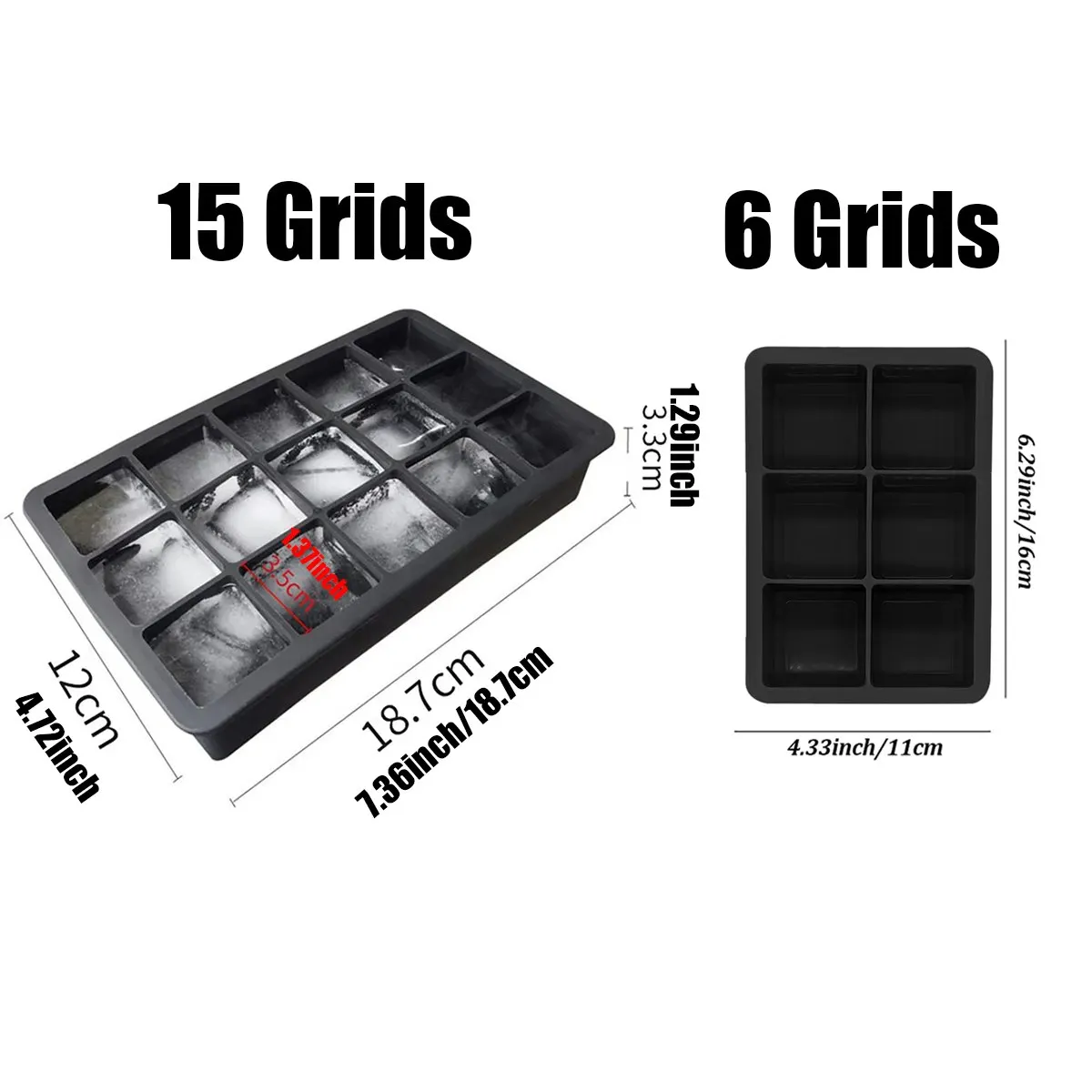 24-Grid/15-Grid/6-Grid Silicone Ice Cube Molds, Easy to Demold, Flexible, Reusable, and Stackable, Suitable for Whiskey, Chocolate, Juice, Etc. - Perfect for Refrigerator Storage and Food Preservation |   User-Friendly Design
