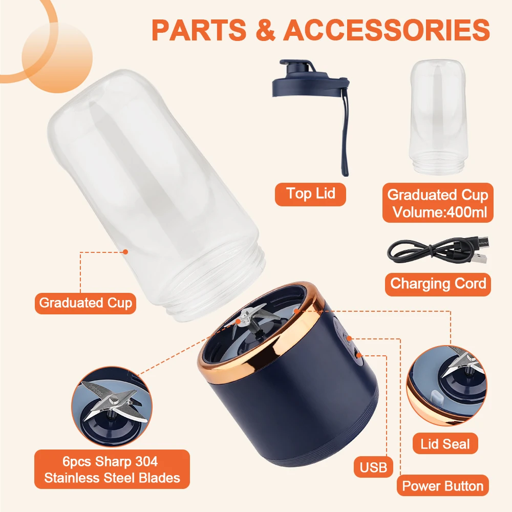 Personal Electric Mini Fruit Juice Bottle Blender Portable