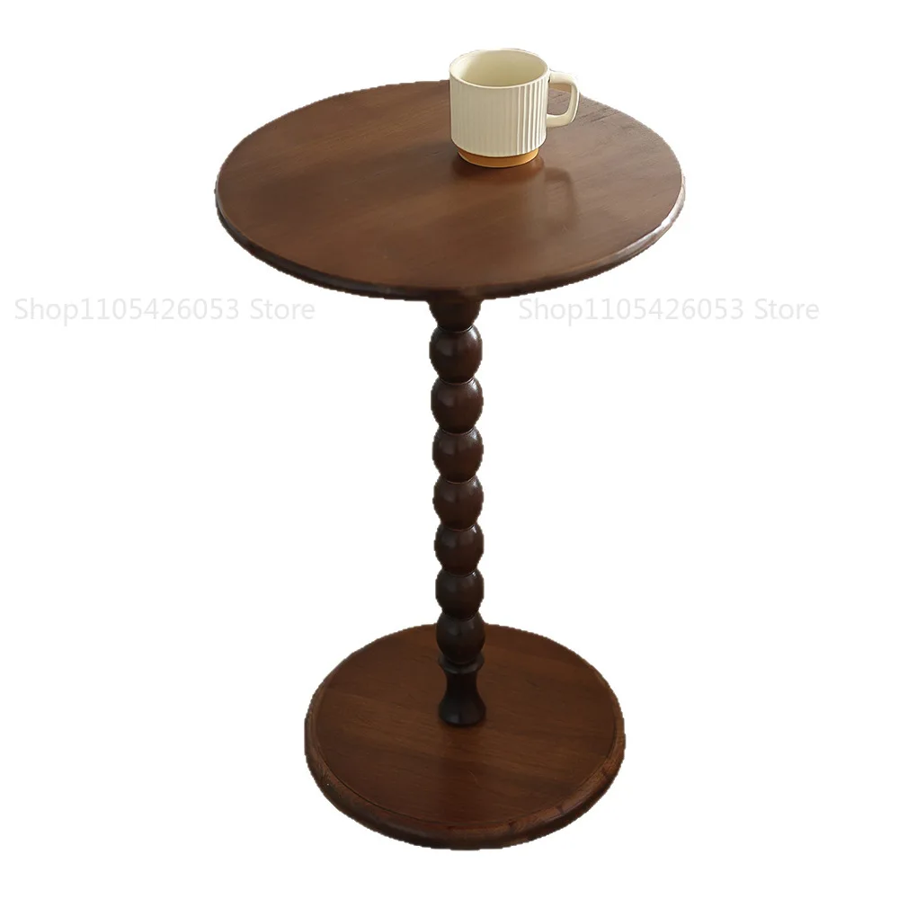 French retro American solid wood edge table small coffee table living room sofa corner table balcony casual  round - view 5