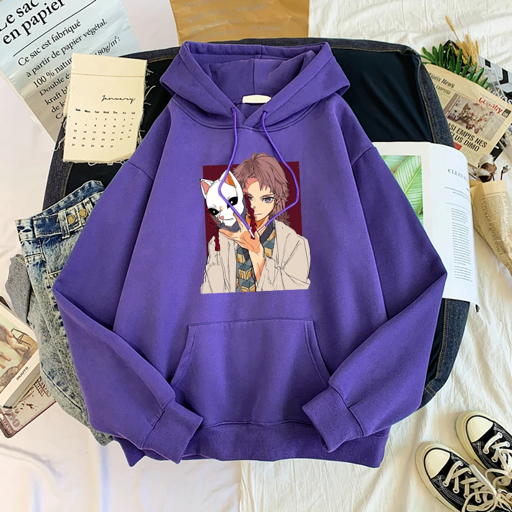 Anime Demon Slayer Sabito Cartoons Hoody Mens Hip Hop Loose Fleece Hoody Fashion Pocket Street Clothes Casual Pullover Men