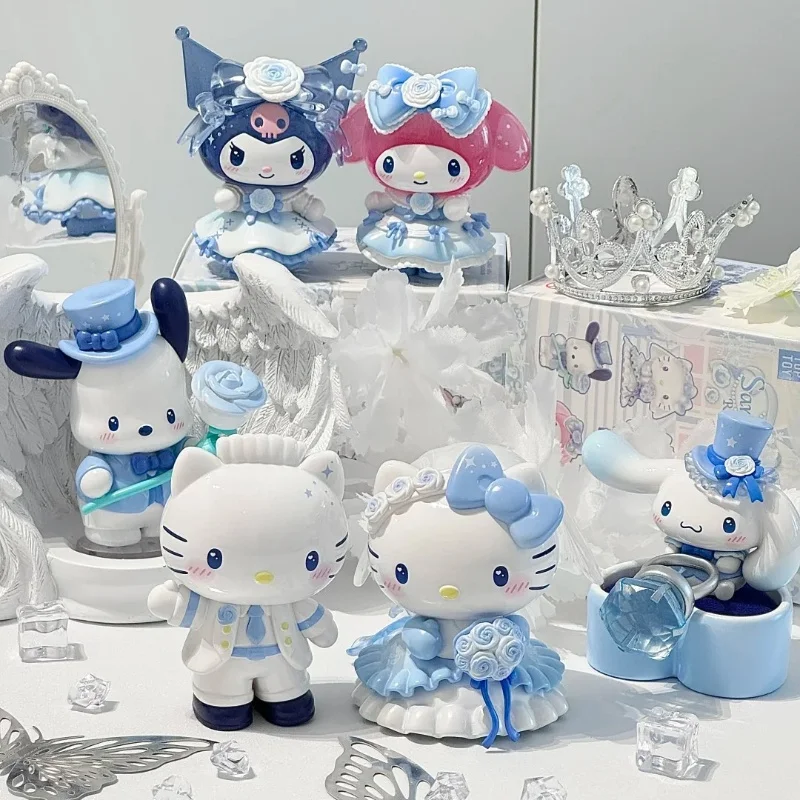 

Новая оригинальная слепая коробка Sanrio, романтическая свадебная серия, милые игрушки, украшения My Melody Kuromi, предложение на день Святого Валентина, подарок