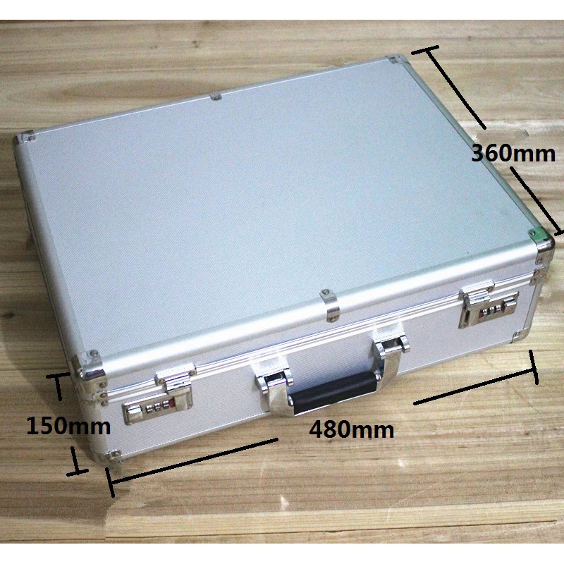 

High-grade Aluminum Tool Case Toolbox Strongbox Meter Box Suitcase File Bag Instrument Storage Sorting With Lock 47* 35*14cm