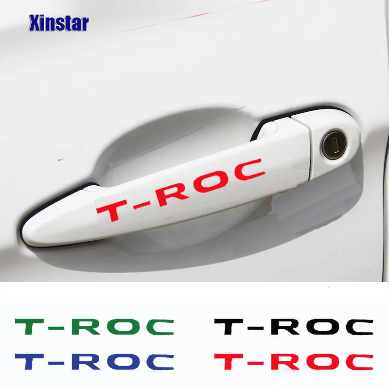 

4 стикера на дверную ручку автомобиля для Volkswagen TROC T-Roc, автомобильные аксессуары