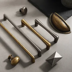 Vintage and minimalist antique nickel color, copper brown furniture handles, cabinets, drawers, wardrobes, door handles