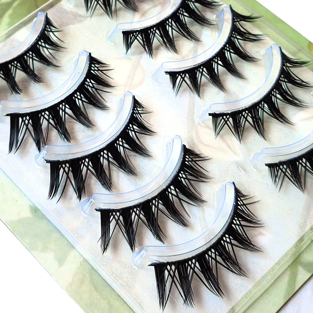 5 Pairs Makeup False Eyelashes Black Band Thick Eyelash Extension Wispy Long Handmade Reusable Mink Lashes