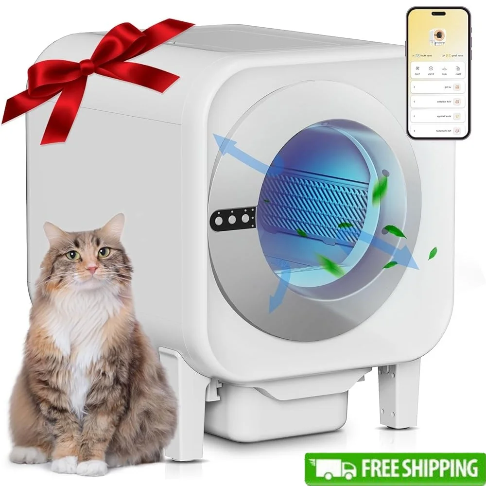 

Self-Cleaning Cat Litter Box Odor-Free WiFi Control Automated Waste Management Efficient Litter Disposal System