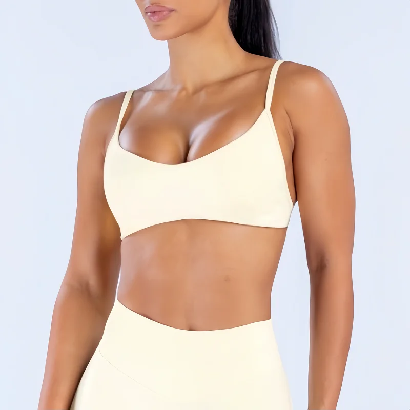 HISTELLO Impact Scoop Neck Bra Women Gym Top Seamless Backless Yoga Push-up Workout Underwear Running Sports Fitness Bra image 3