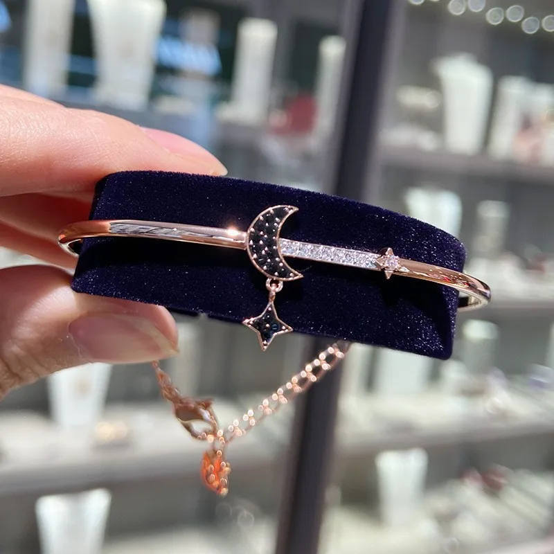Buy One Get One Free S925 Sterling Silver Full Diamond Star Moon Bracelet for Women 2026 New Product Charm Bracelet