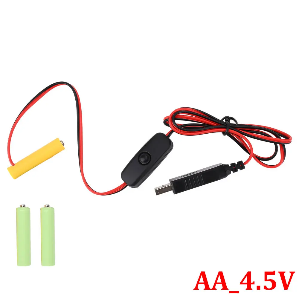 Universele 3/4.5/6V AA AAA Batterij USB Voeding Vervangen AA/AAA Batterij Vervanging kabel voor Klok Speelgoed Licht LED Met Schakelaar