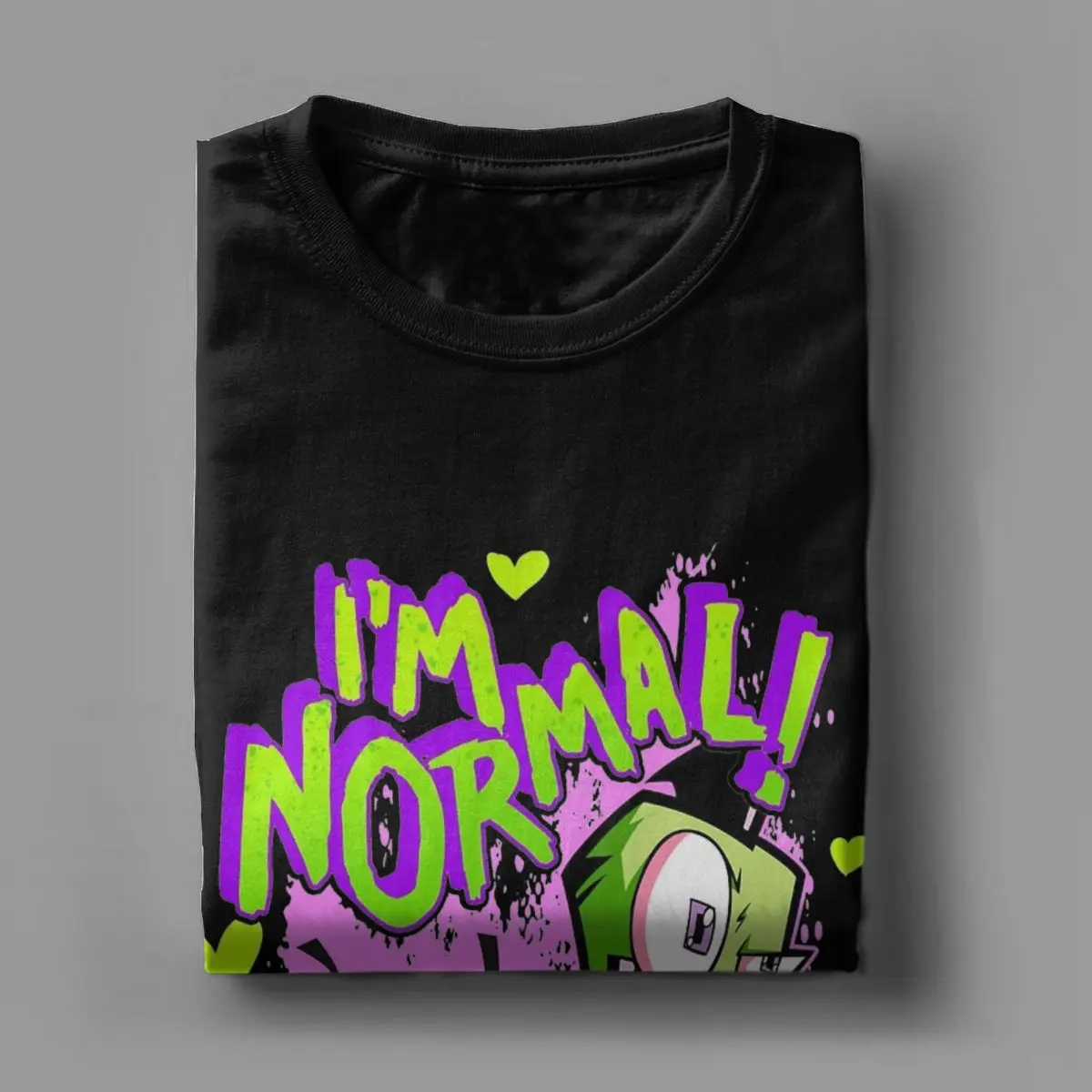 Men\'s Invader Zim & GIR I\'m Normal I Love Earth T Shirt 100% Cotton Tops Vintage Short Sleeve Round Collar Tees Summer T-Shirts