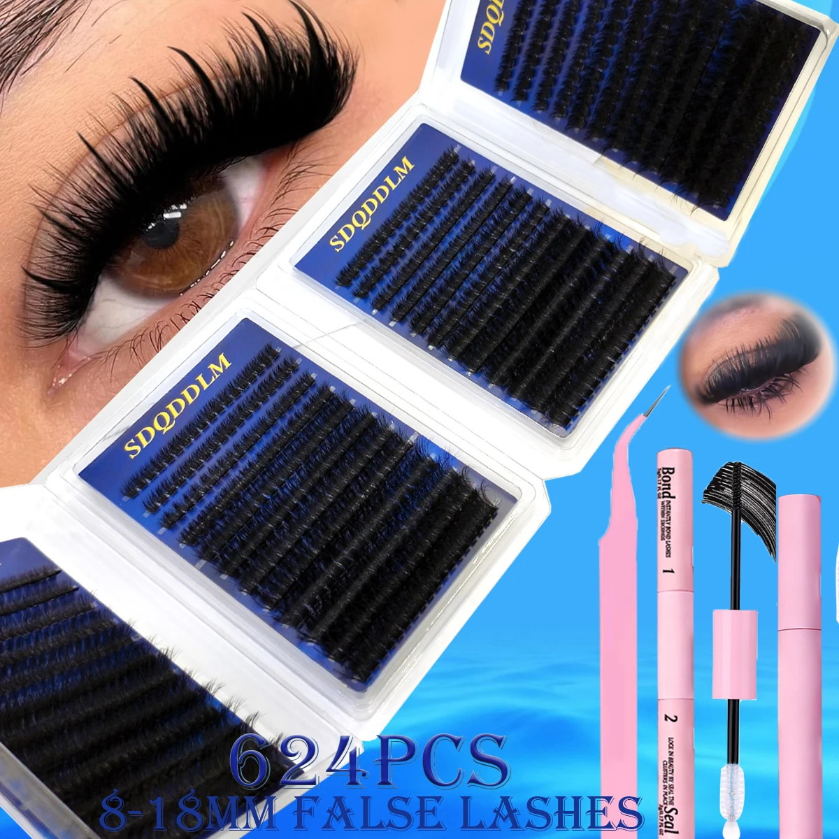 Neue 32-reihige 512 Cluster Mix Wimpern, Natürlicher Manga-Look, DIY-Set für Wimpernverlängerung, Wiederverwendbare Natürliche Wimpern – Detail 17