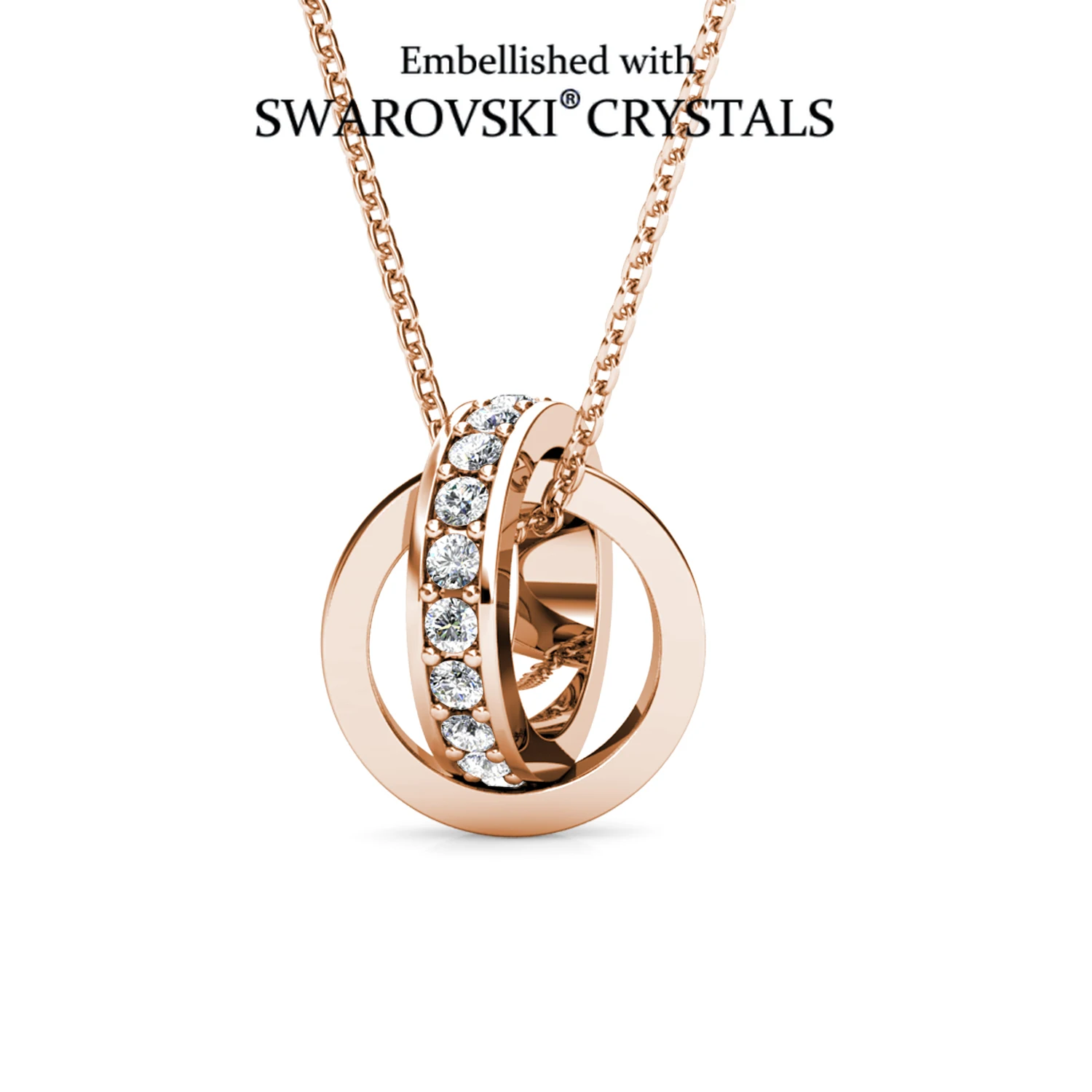 

Daisini 925 Sterling Silver Interlocking Circle Pendant Necklace with Swarovski Crystals Fashion Jewelry Women Trendy Daily Wear