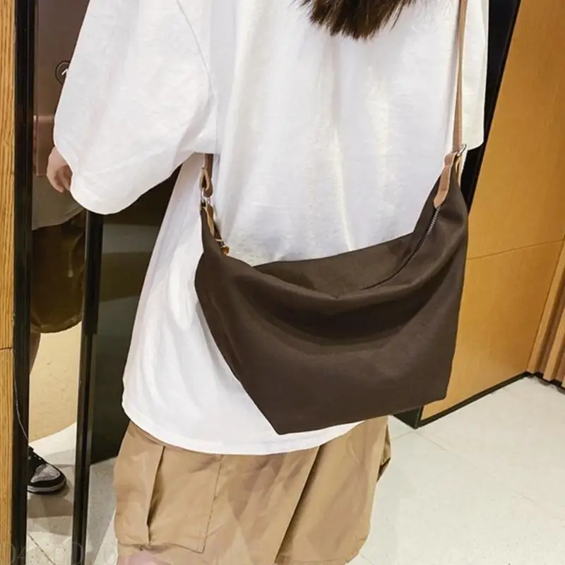 

D46D Large Capacity Shoulder Bag for Women All-Matching Crossbody Bag Japanese Style Casual Messenger Bag Solid Casual Bag