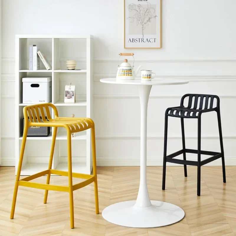 Nordic Thickened Plastic High Stool Household Bar Chair Web Celebrity Designer Counter Stool Simple Backrest Dining Seat