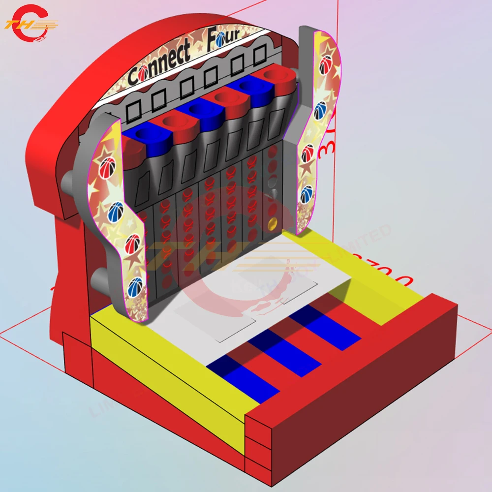 Festa all'aperto Noleggio Carnevale Basket Gonfiabile Collegare 4 Giochi Sportivi 3.7x3.1x3.7mH Gioco di Tiro di Basket Gonfiabile Giocattolo