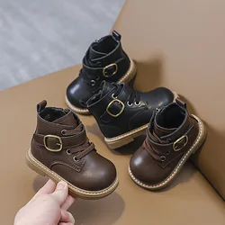 New children's Martin boots 1-6 years old bboys leather boots non-slip soft bottom girls baby baby toddler shoes