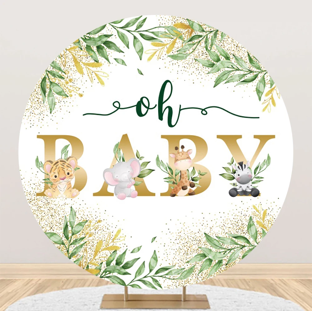 Jungle Safari Wild One Round Backdrop for Photography Cover Jungle Animals Baby Shower Birthday Party Circle Background Decor