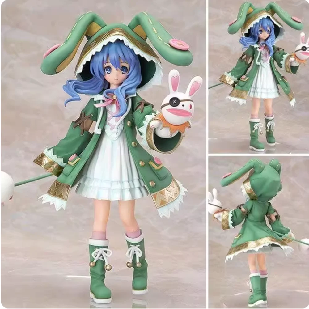 

18CM Anime Sexy Figure DATE A LIVE Himekawa Yoshino Green Rabbit Ear Hooded Cape Standding Pose Model Dolls Toy Gift Collect PVC