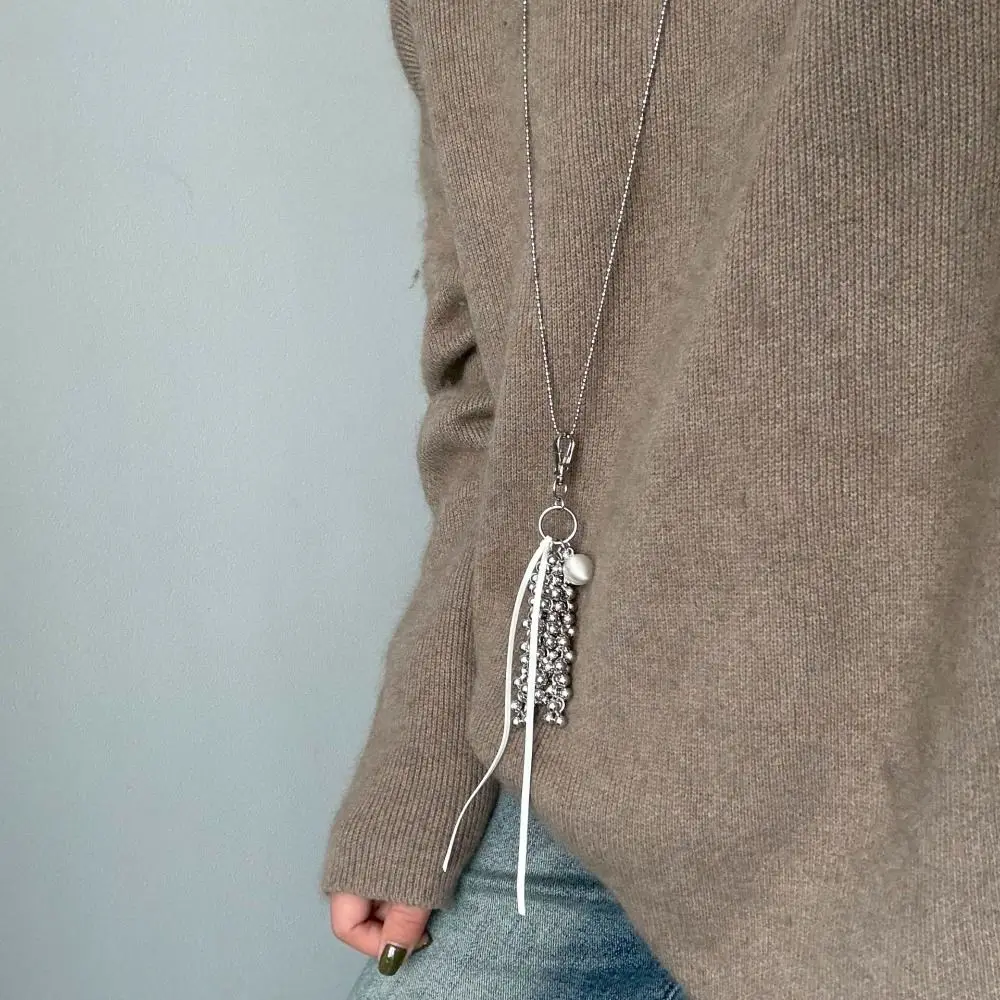 

Chic Beaded Grape Necklace Titanium Steel Simple Metal Necklace Ornaments PU Tassel Beads Pedant Necklace Ladies Girl