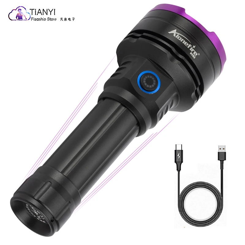 LED UV high-power fluorescent detection special flashlight waterproof, durable and drop-resistant 365nm purple flashlight