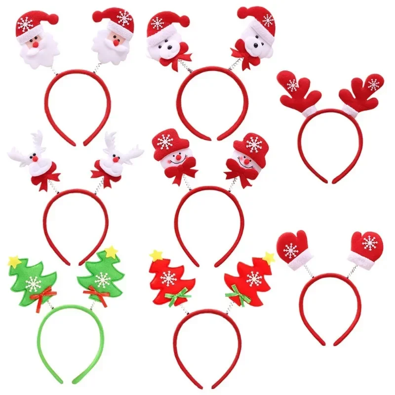 Nuovi cartoni animati per bambini, bottoni per la testa di Natale, fascia per capelli, regalo per feste, corna di renna, pupazzo di neve, fascia per capelli, decorazione natalizia