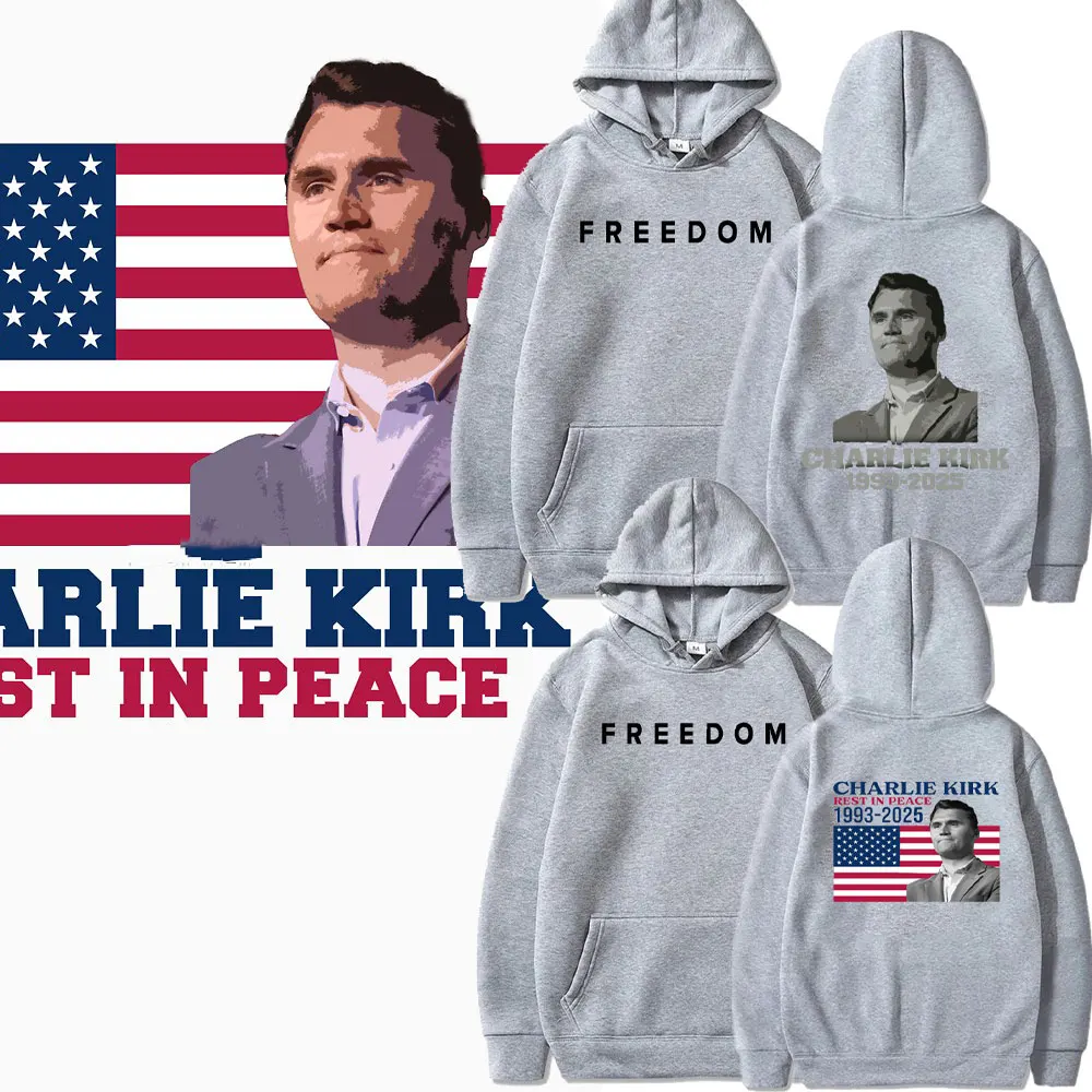 

Толстовка с капюшоном Rest in Peace Charlie Kirk 1993-2025, унисекс, очень широкий, зимняя раллийная одежда с длинными рукавами, пуловер большого размера на память правосудия