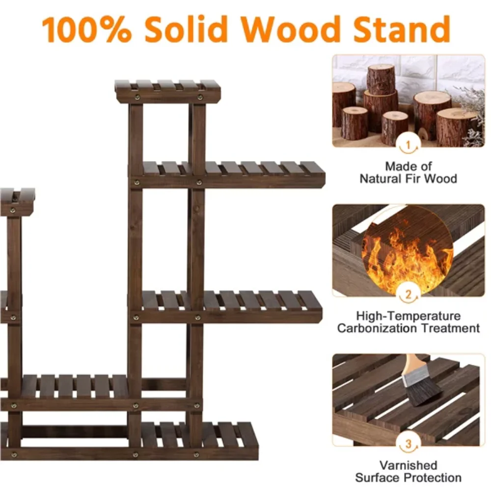 Новая 6-ярусная 7-Полка, 38 дюймов, высокий деревянный стеллаж для цветов и растений, полки для растений