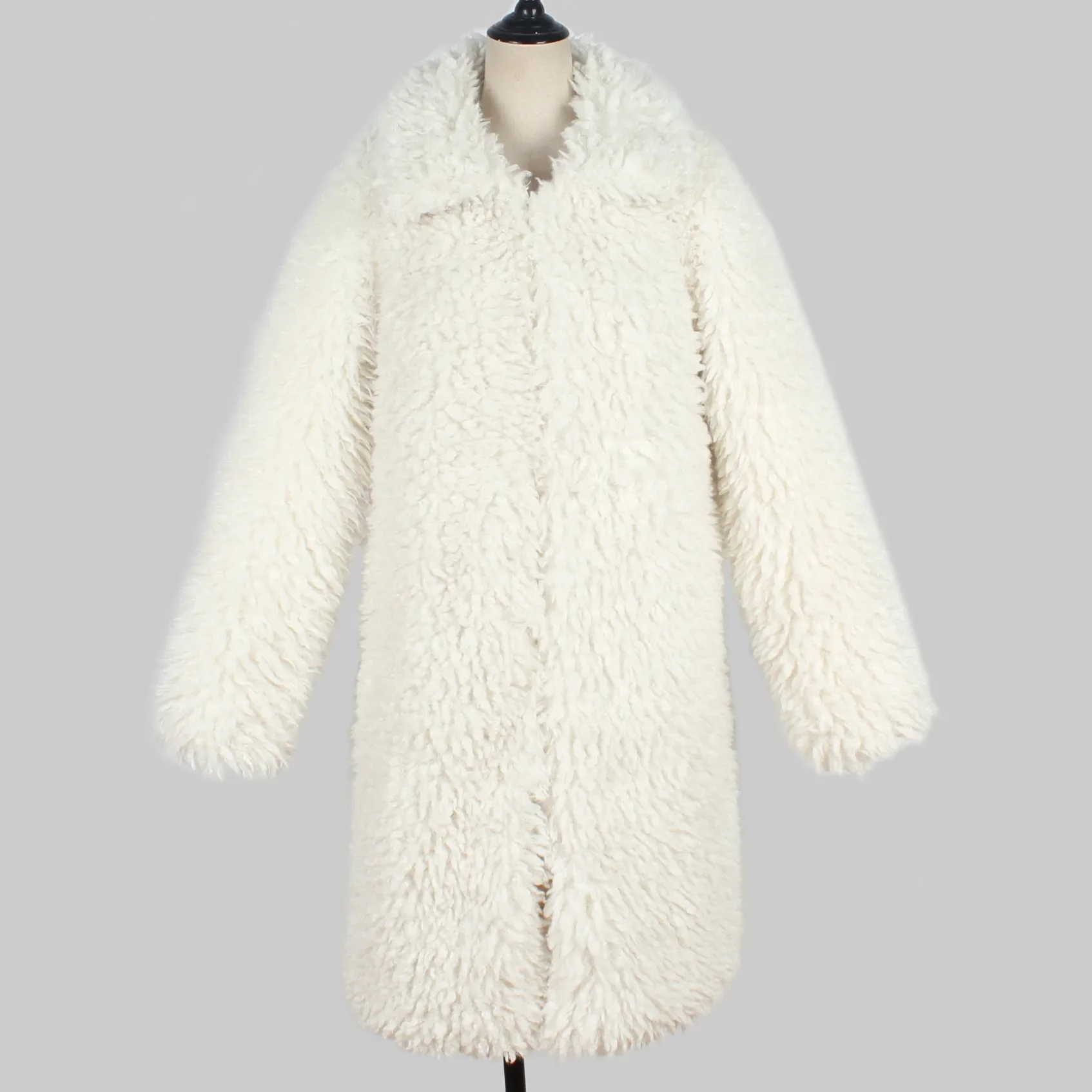 Y2k معاطف الفرو الصناعي النساء العمل معطف متوسط الطول رفض طوق طويل ماكسي سميكة الشارع الشهير أنيقة مفتوحة الخريف جواكت شتوية #5