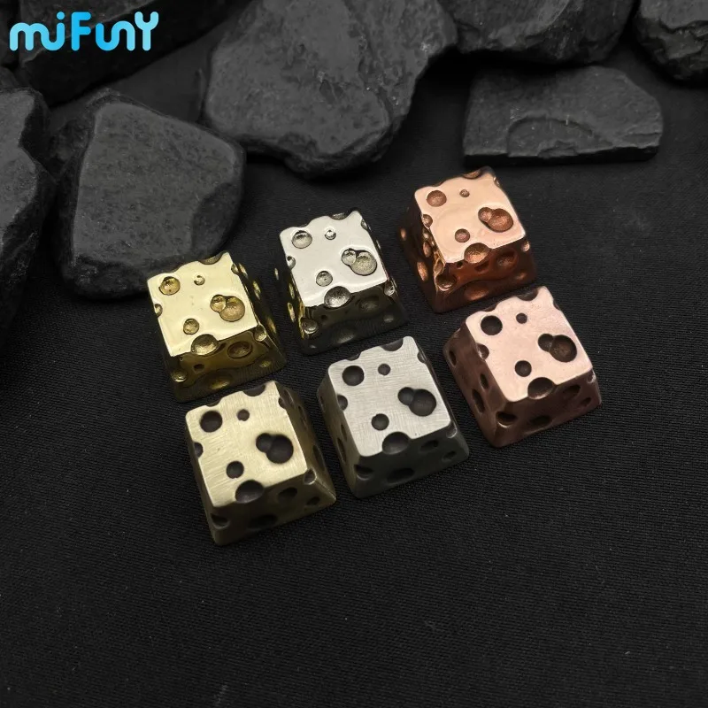 MFuny Cheese Keycap Custom Brass Keyboard Cap Handmade Artisan Key Caps Glossy Cherry Profile Keycaps for Mechanical Keyboards