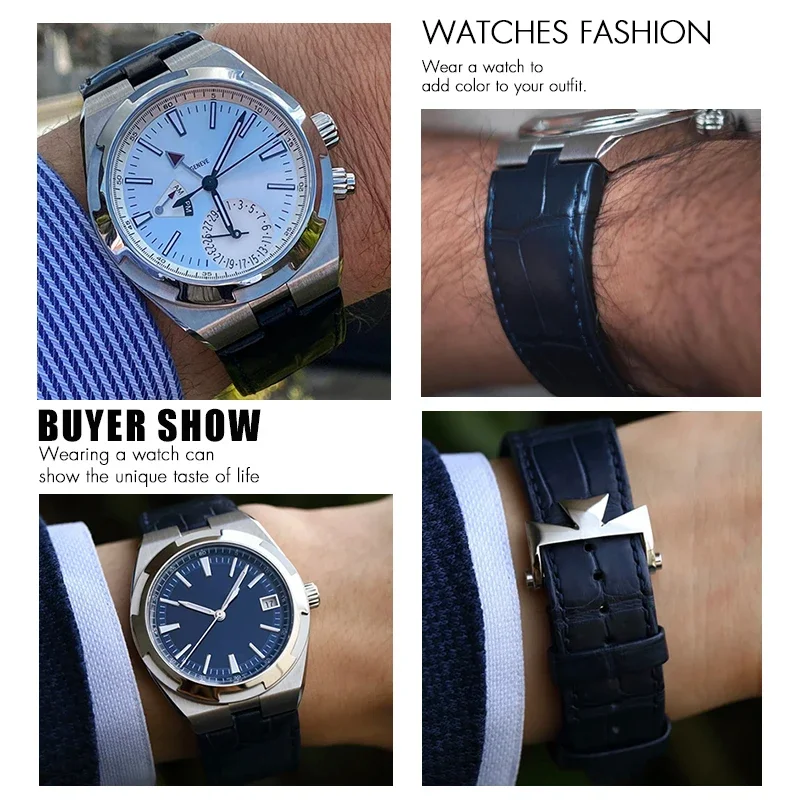 High Quality Genuine Leather Watchband 24X7mm for Vacheron Constantin Overseas 4300V 4500V 5500V Quick Disassembly Watch Strap