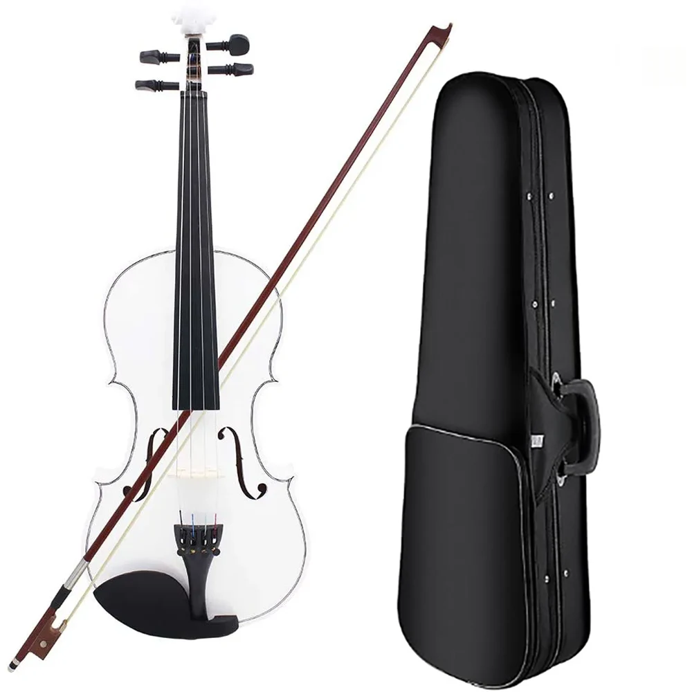 4/4 Violin Suitable for Beginners Student Violin Sets White Violin with Case Bow Strings Shoulder Rest  Accessories