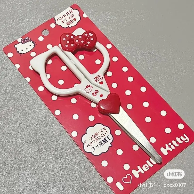 Sanrio Girl Heart Cute Handmade Cutting Scissors for Elementary School Students Hand Account Unboxing Scissors Toys for Kids