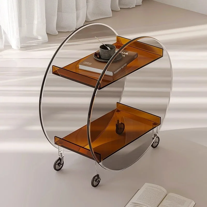 

Acrylic trolley, sofa edge, mobile shelves, household coffee table, round dining car