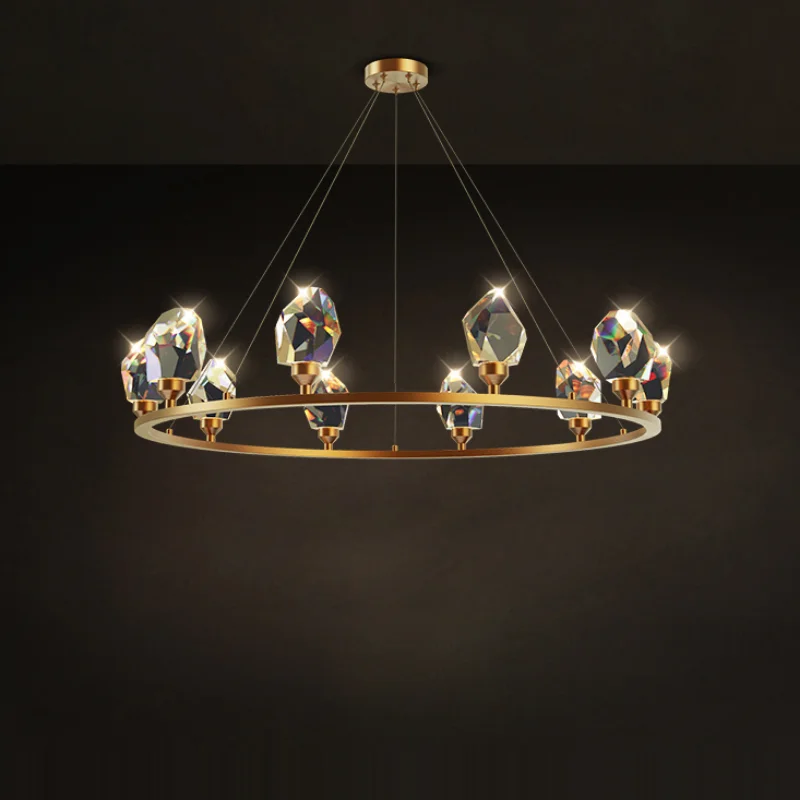 Designer Crystal Chandelier Postmodern Crown Decorative Lighting Hanging Lamp Dining Room Bedroom