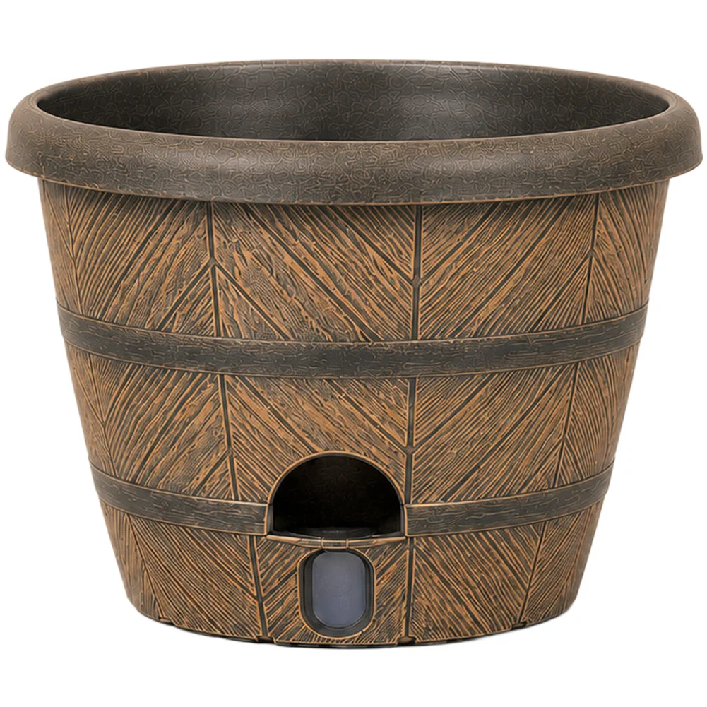 Plastic Whiskey Bucket Style Pot with Weather Resistant Build and Breathable Base for Year Round Plant Display