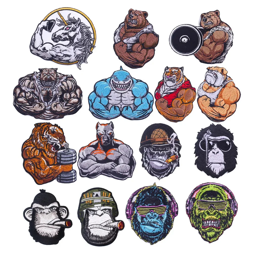 Morale Pack Accessories Punk Personality Animal Embroidery Badge DIY Orangutan Armband Muscle Bear Personality Backpack Patch