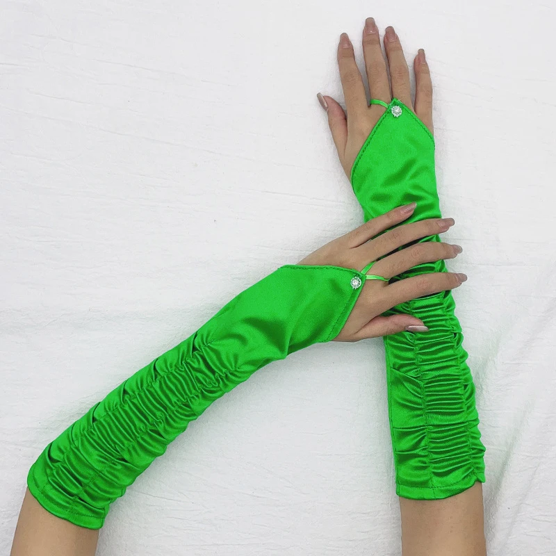 2024 New Vintage Prom Party Mittens Women Hot Drill Hook Finger Fashion Fingerless Long Gloves Akcesoria ślubne dla nowożeńców